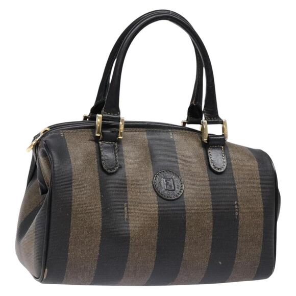 FENDI Pecan Canvas Hand Bag Black Brown - Picture 1 of 13